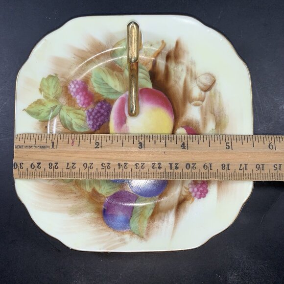 Vintage Handpainted Fruit Nappy Dish – Occupied Japan – Square Scalloped Corners - Picture 6 of 6